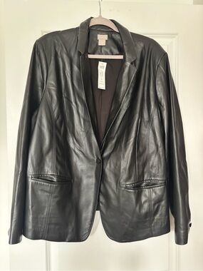 Chico's Black Leather Single-Button Blazer